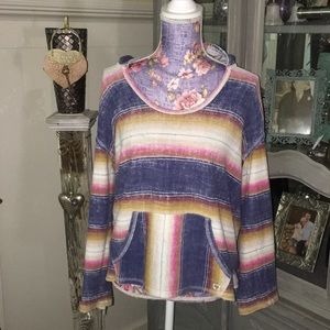 Billabong Beachy Striped Pullover/Hoodie sz Large